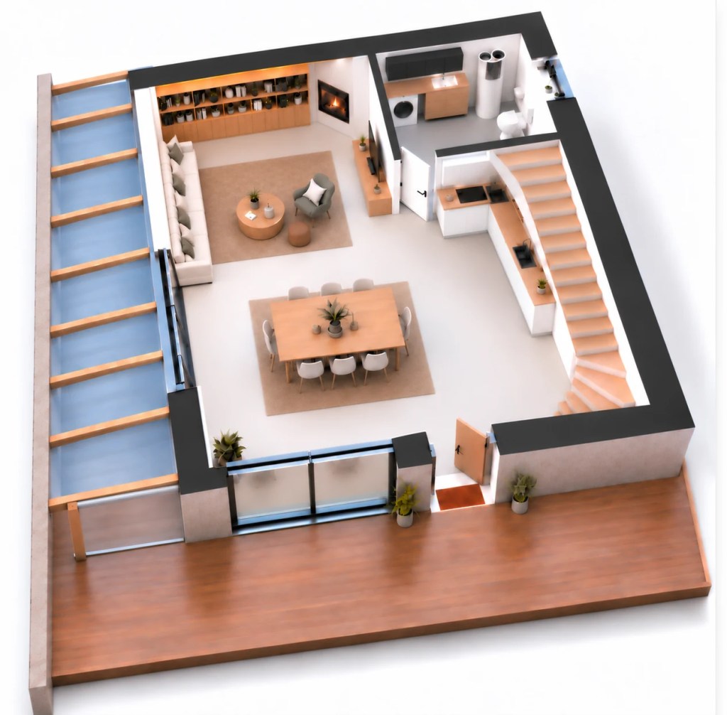 Rez-de-chaussée — illustration 3D